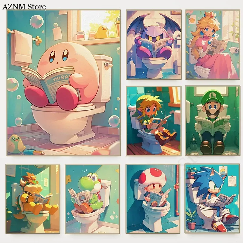 Interior Design Game - Zabawny Plakat z Kreskówkowymi Postaciami z