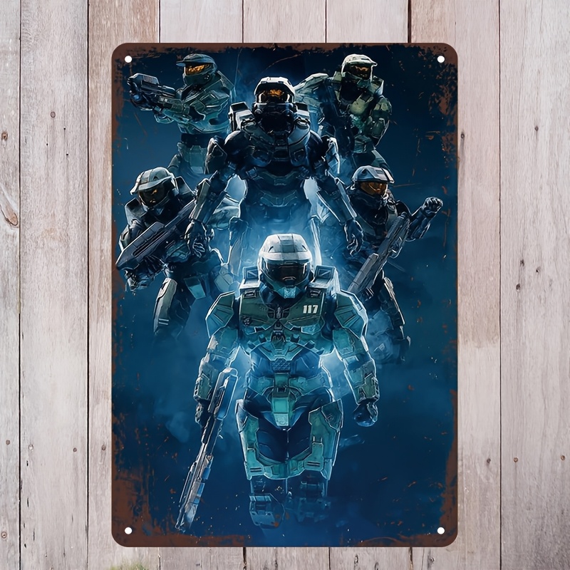 Interior Design Game - Metalowa tablica ścienna inspirowana Halo, żywy