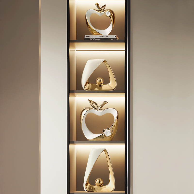 Interior Design Gold - Złote rękodzieło ceramiczne, rzeźby modelarskie jabłka,